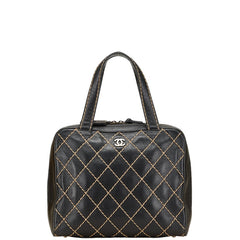 シャネル ワイルドステッチ ココマーク ハンドバッグ ブラック レザー レディース CHANEL 【中古】