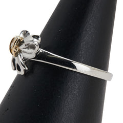 Pt900 プラチナ K18YG イエローゴールド コンビ ダイヤ0.08ct 1P リボン モチーフ リング 指輪 レディース 12号 【中古】