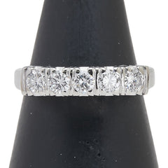 Pt900 プラチナ ダイヤ0.53ct 一文字 リング 指輪 レディース 10号 【中古】