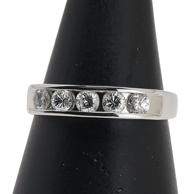 Pt900 プラチナ ダイヤ0.51ct 一文字 リング 指輪 レディース 13号 【中古】
