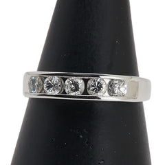 Pt900 プラチナ ダイヤ0.51ct 一文字 リング 指輪 レディース 13号 【中古】