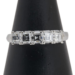 Pt900 プラチナ ダイヤ1.00ct 一文字 リング 指輪 レディース 16号 【中古】