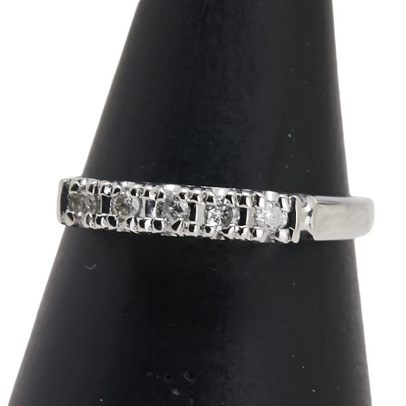 Pt900 プラチナ ダイヤ0.10ct 一文字 リング 指輪 レディース 9号 【中古】