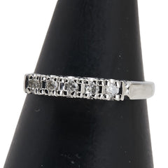 Pt900 プラチナ ダイヤ0.10ct 一文字 リング 指輪 レディース 9号 【中古】