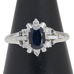 Pt900 プラチナ サファイア0.85ct ダイヤ0.24ct リング 指輪 レディース 12.5号 【中古】