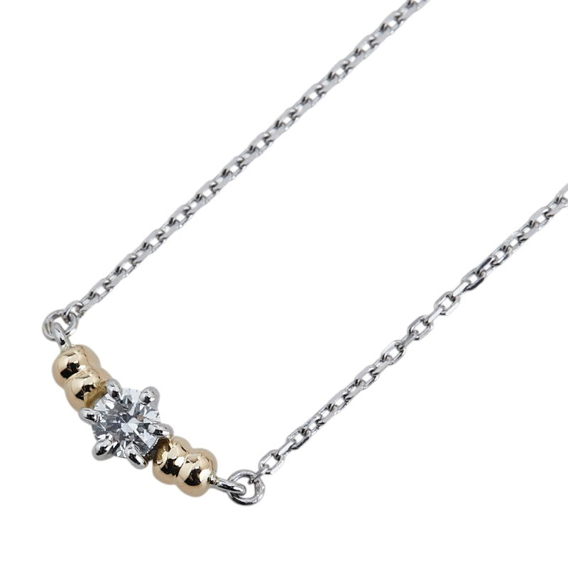 Pt900 プラチナ Pt850 プラチナ K18YG イエローゴールド ダイヤ0.20ct 1P ペンダントネックレス レディース 【中古】