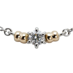 Pt900 プラチナ Pt850 プラチナ K18YG イエローゴールド ダイヤ0.20ct 1P ペンダントネックレス レディース 【中古】