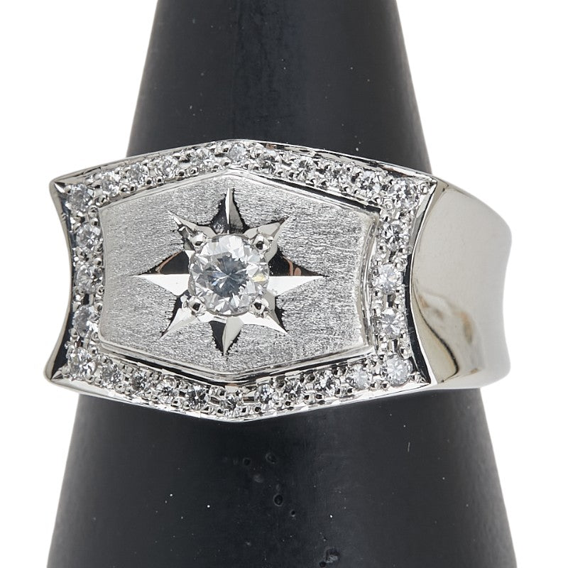 Pt900 プラチナ ダイヤ0.136ct ダイヤ0.242ct リング 指輪 レディース 15.5号 【中古】