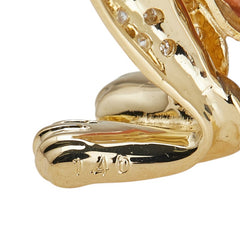 K18YG イエローゴールド サンゴ7.36ct ダイヤ1.40ct ヒョウ ジャガー 豹 ペンダントトップ レディース 【中古】