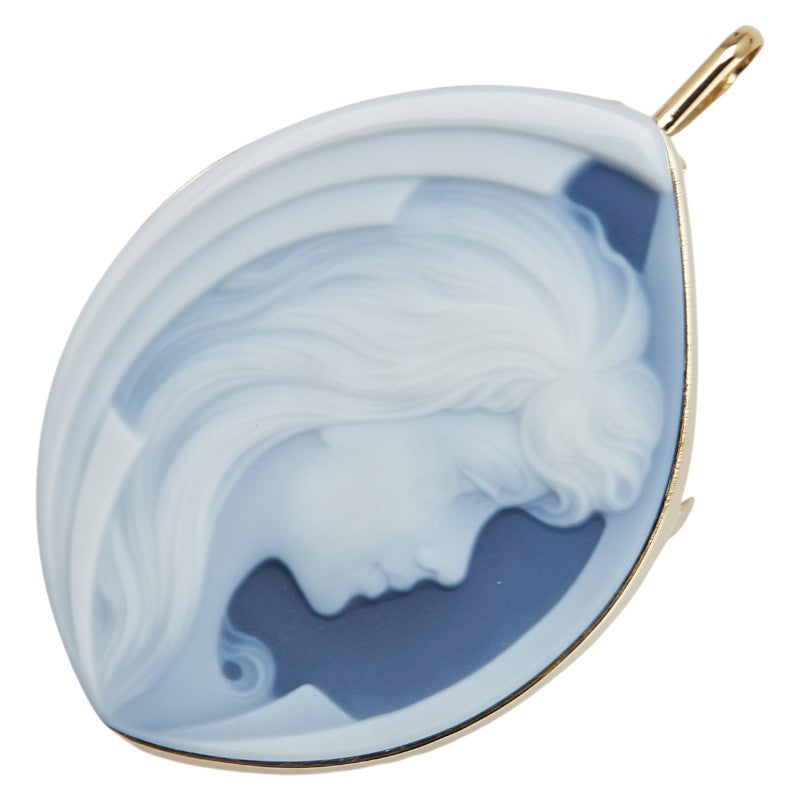 K18YG イエローゴールド メノウカメオ約43×31mm ペンダント ブローチ レディース 【中古】