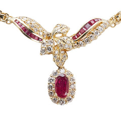 K18YG イエローゴールド ルビー1.22ct ダイヤ1.06ct ネックレス レディース 【中古】