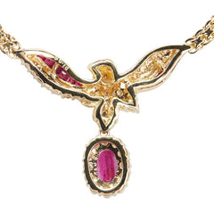 K18YG イエローゴールド ルビー1.22ct ダイヤ1.06ct ネックレス レディース 【中古】