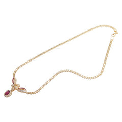 K18YG イエローゴールド ルビー1.22ct ダイヤ1.06ct ネックレス レディース 【中古】