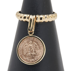 K21.6 ゴールド K18YG イエローゴールド メキシコ2ペソ金貨 リング 指輪 レディース 11.5号 【中古】