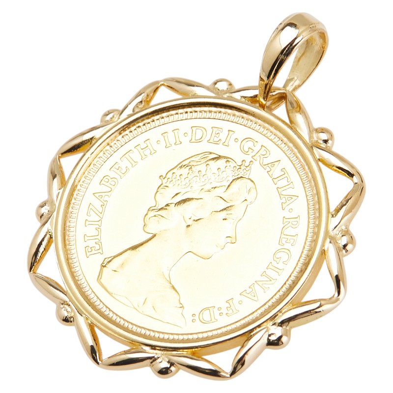 K22 ゴールド K18YG イエローゴールド イギリス エリザベス2世 ソブリン 金貨 ペンダントトップ レディース 【中古】