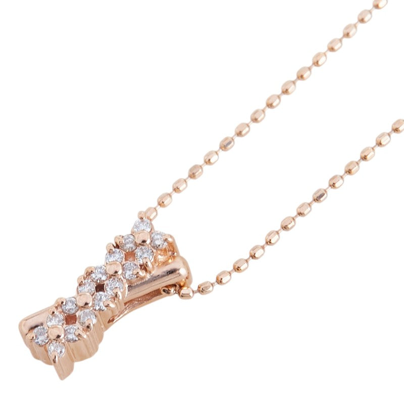 K10PG ピンクゴールド ダイヤ0.10ct ネックレス レディース 【中古】
