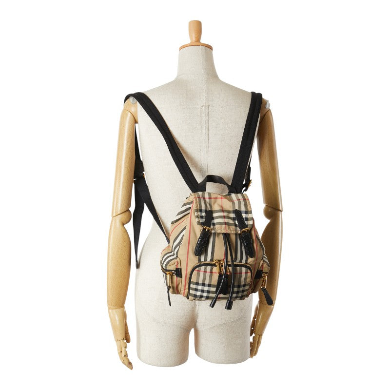 バーバリー ノバチェック リュック バッグパック ベージュ ブラック ナイロン レディース BURBERRY 【中古】