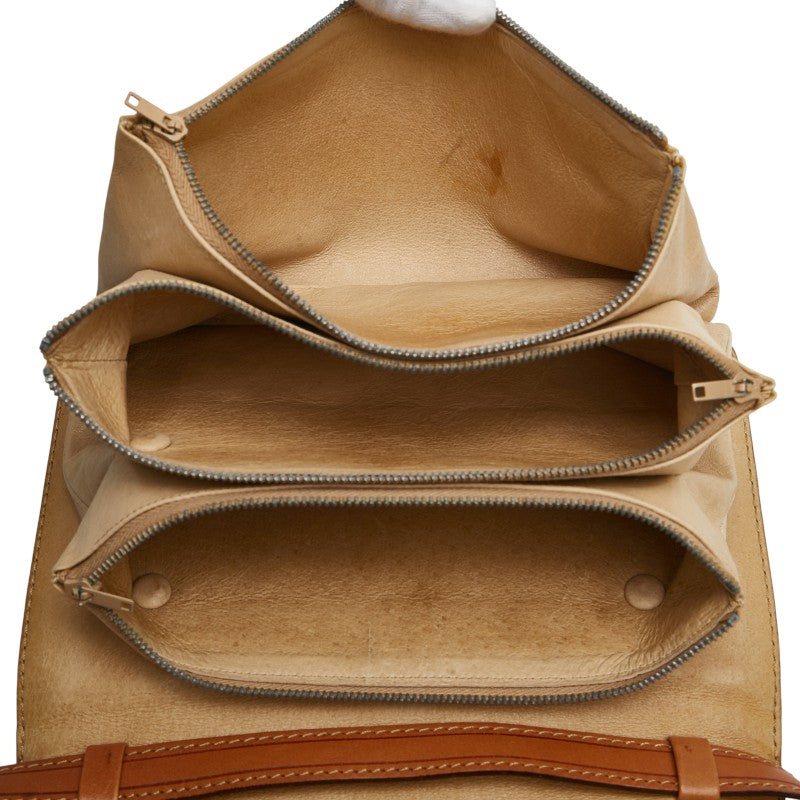 セリーヌ マカダム ショルダーバッグ ベージュ ブラウン PVC レザー レディース CELINE 【中古】
