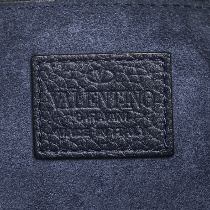 ヴァレンティノ ロックスタッズ クラッチバッグ ネイビー レザー レディース VALENTINO 【中古】