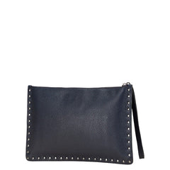 ヴァレンティノ ロックスタッズ クラッチバッグ ネイビー レザー レディース VALENTINO 【中古】