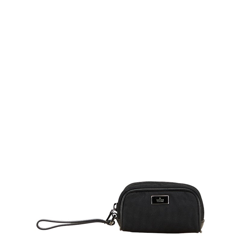 グッチ ロゴ ポーチ 039 1056 ブラック ナイロン レザー レディース GUCCI 【中古】
