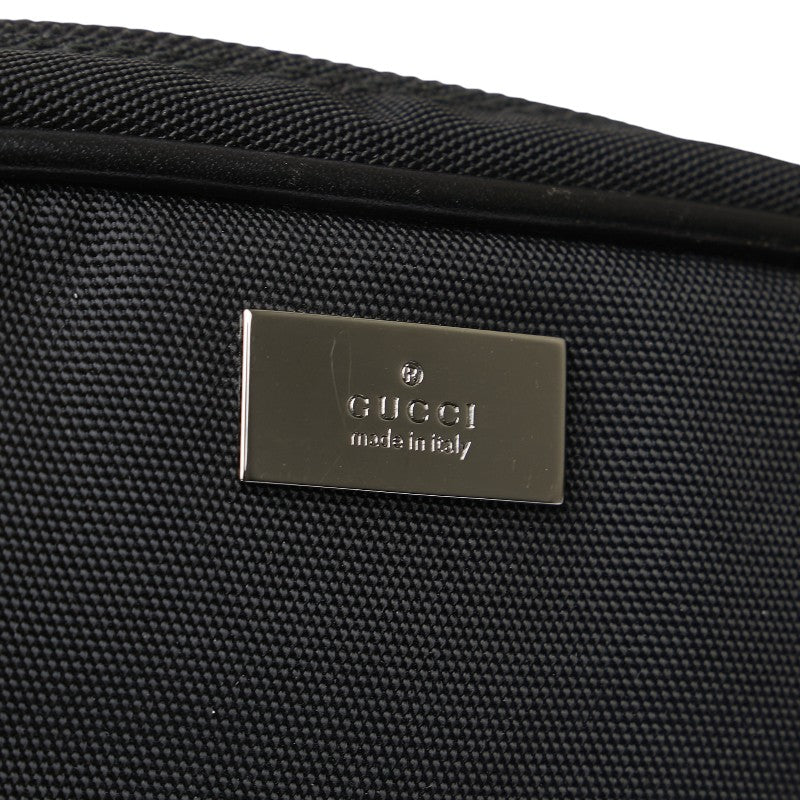 グッチ ロゴ ポーチ 039 1056 ブラック ナイロン レザー レディース GUCCI 【中古】