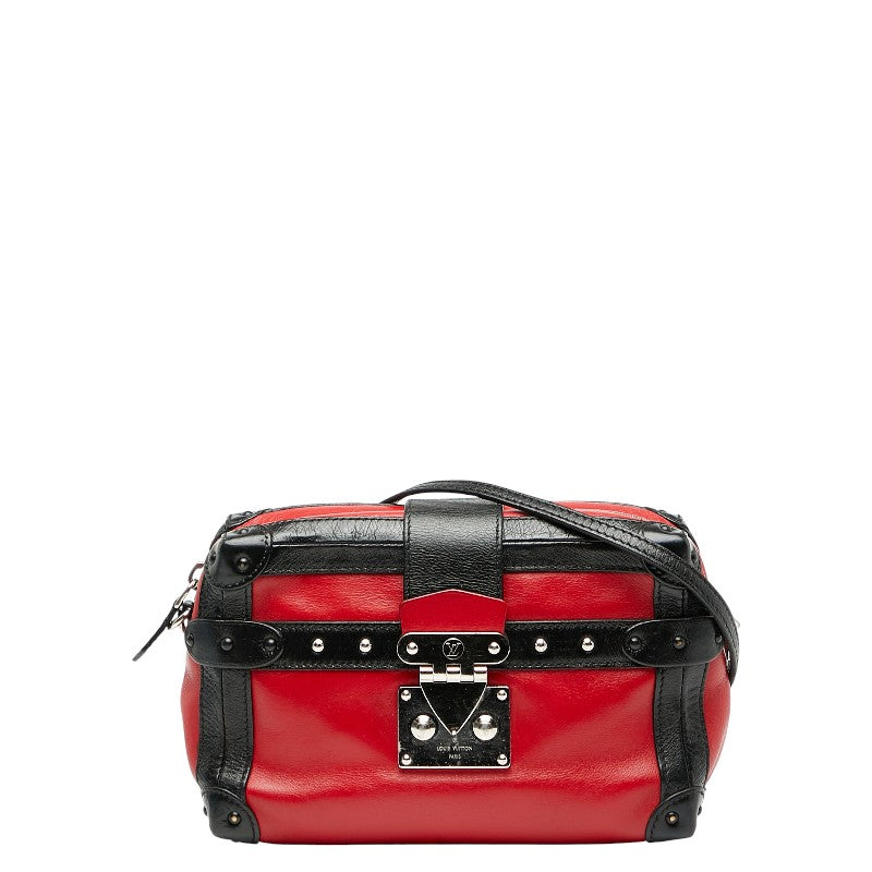 ルイ ヴィトン プティット マル ソフトMM ショルダーバッグ レッド ブラック レザー レディース LOUIS VUITTON 【中古】