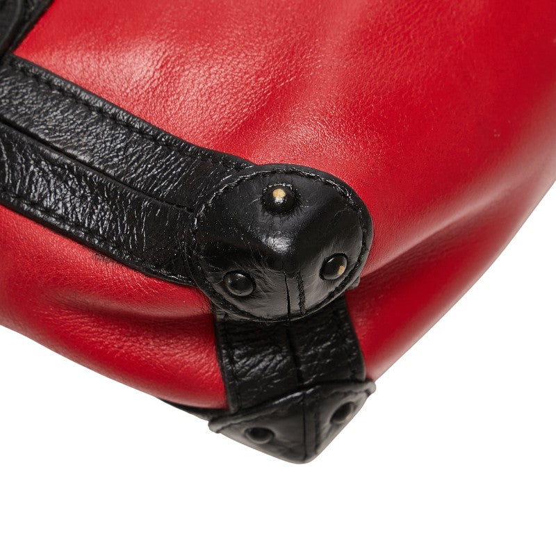 ルイ ヴィトン プティット マル ソフトMM ショルダーバッグ レッド ブラック レザー レディース LOUIS VUITTON 【中古】