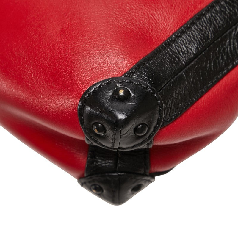 ルイ ヴィトン プティット マル ソフトMM ショルダーバッグ レッド ブラック レザー レディース LOUIS VUITTON 【中古】