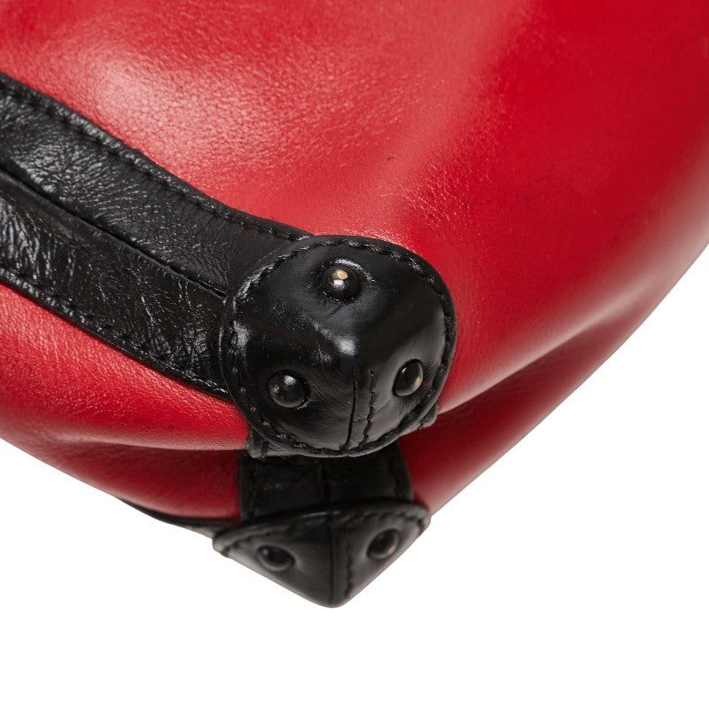 ルイ ヴィトン プティット マル ソフトMM ショルダーバッグ レッド ブラック レザー レディース LOUIS VUITTON 【中古】