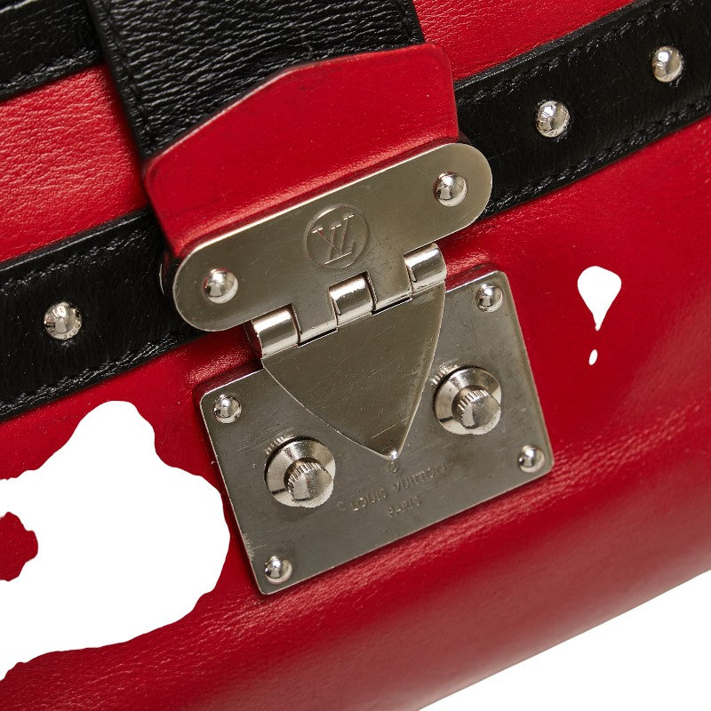 ルイ ヴィトン プティット マル ソフトMM ショルダーバッグ レッド ブラック レザー レディース LOUIS VUITTON 【中古】