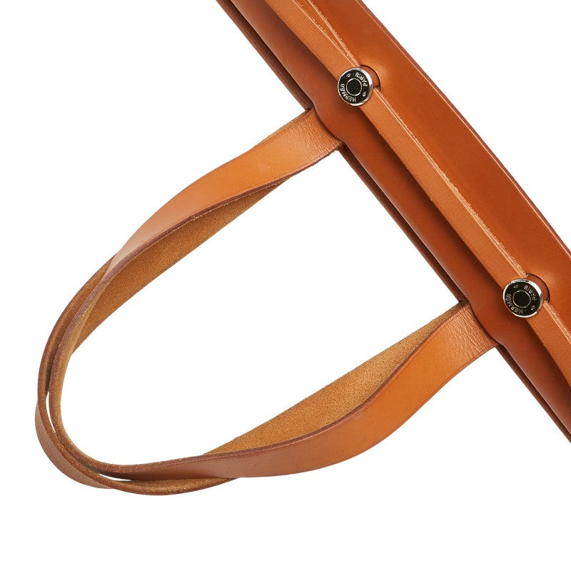 エルメス エールバッグ カバスMM トートバッグ ハンドバッグ ベージュ ブラウン シルバー金具 トワルアッシュ レザー レディース HERMES 【中古】