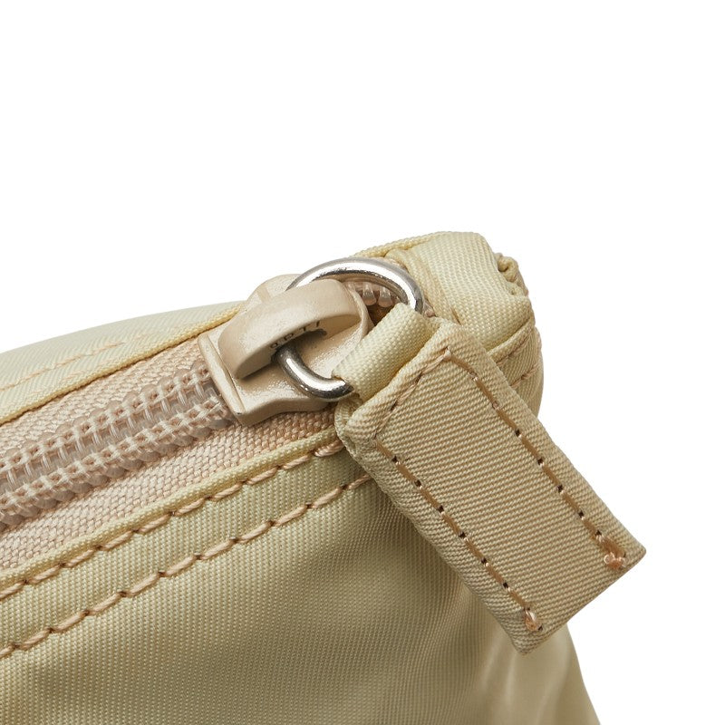 プラダ 三角ロゴプレート トートバッグ ベージュ ブラウン ナイロン レザー レディース PRADA 【中古】