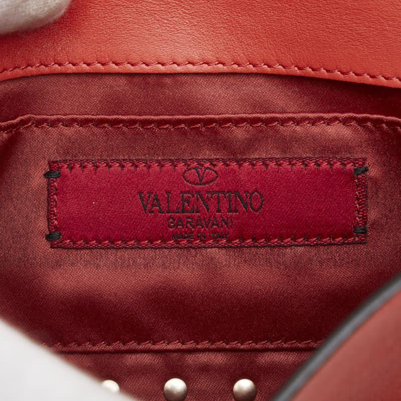 ヴァレンティノ スタッズ チェーン ショルダーバッグ オレンジ系 レザー レディース VALENTINO 【中古】