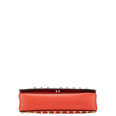 ヴァレンティノ スタッズ チェーン ショルダーバッグ オレンジ系 レザー レディース VALENTINO 【中古】