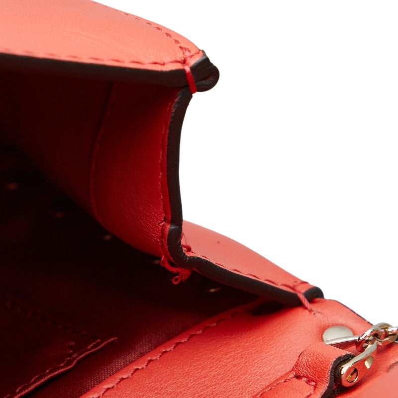 ヴァレンティノ スタッズ チェーン ショルダーバッグ オレンジ系 レザー レディース VALENTINO 【中古】