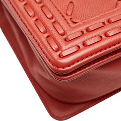 シャネル ココマーク ボーイシャネル25 斜め掛け チェーン ショルダーバッグ オレンジ キャビアスキン レディース CHANEL 【中古】