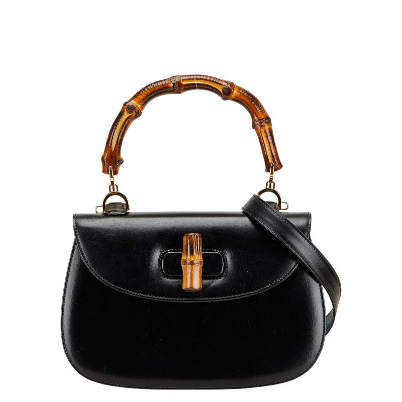 グッチ バンブー ハンドバッグ ショルダーバッグ 2WAY 000 1227 ブラック レザー レディース GUCCI 【中古】