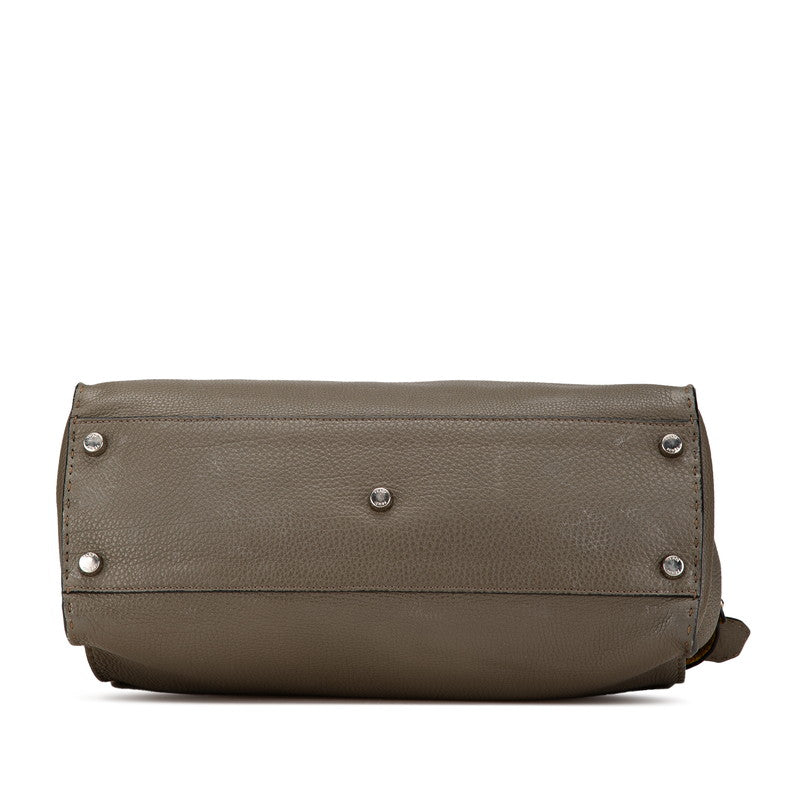 フェンディ セレリア ピーカブー フィット ハンドバッグ ショルダーバッグ 2WAY 7VA388 カーキ レザー レディース FENDI 【中古】