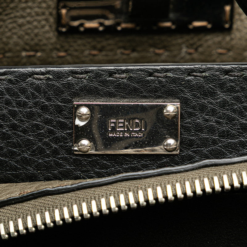 フェンディ セレリア ピーカブー フィット ハンドバッグ ショルダーバッグ 2WAY 7VA388 カーキ レザー レディース FENDI 【中古】