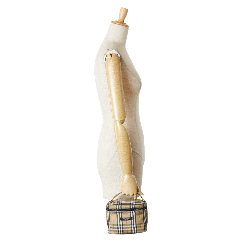 バーバリー ノバチェック ポーチ バニティバッグ ベージュ ブラック ナイロン レディース BURBERRY 【中古】