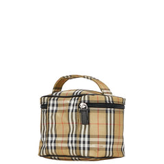 バーバリー ノバチェック ポーチ バニティバッグ ベージュ ブラック ナイロン レディース BURBERRY 【中古】