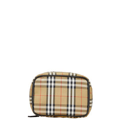 バーバリー ノバチェック ポーチ バニティバッグ ベージュ ブラック ナイロン レディース BURBERRY 【中古】