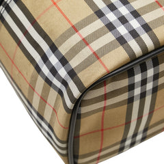 バーバリー ノバチェック ポーチ バニティバッグ ベージュ ブラック ナイロン レディース BURBERRY 【中古】