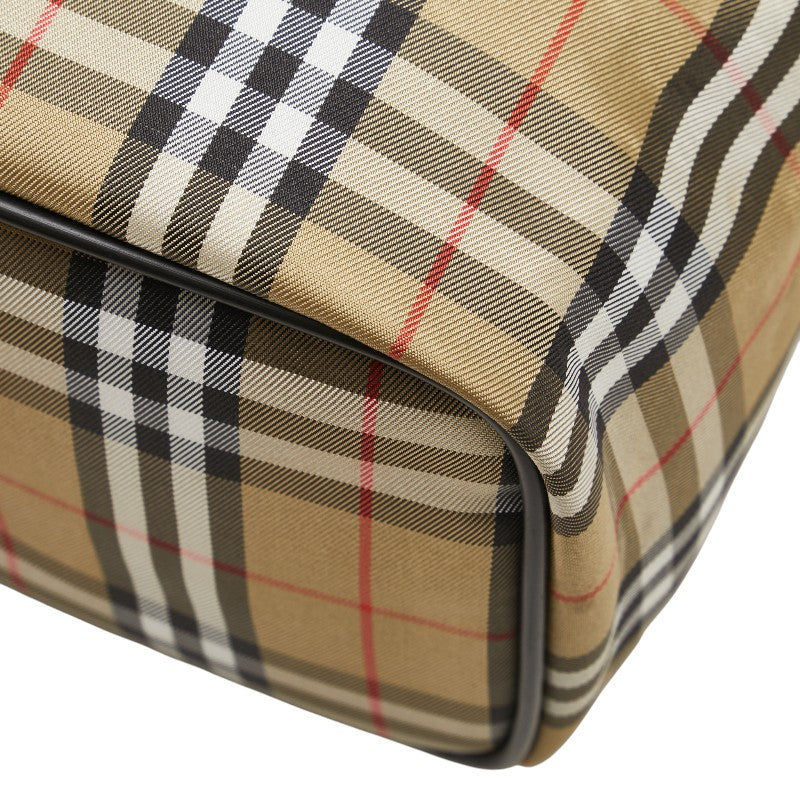 バーバリー ノバチェック ポーチ バニティバッグ ベージュ ブラック ナイロン レディース BURBERRY 【中古】