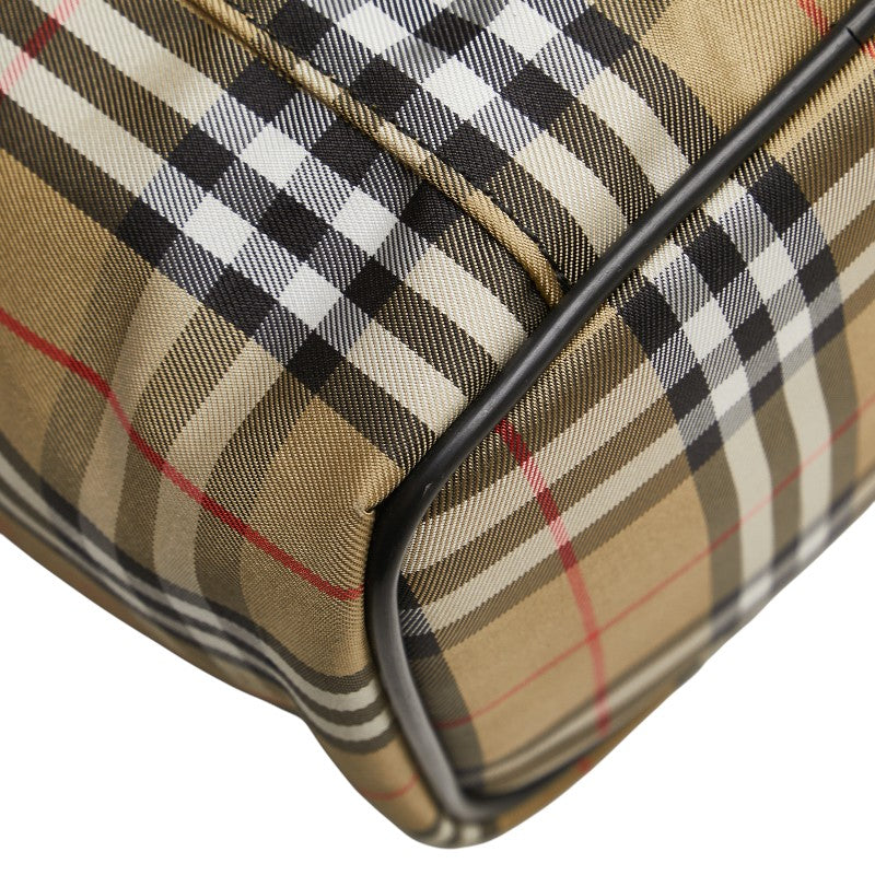 バーバリー ノバチェック ポーチ バニティバッグ ベージュ ブラック ナイロン レディース BURBERRY 【中古】