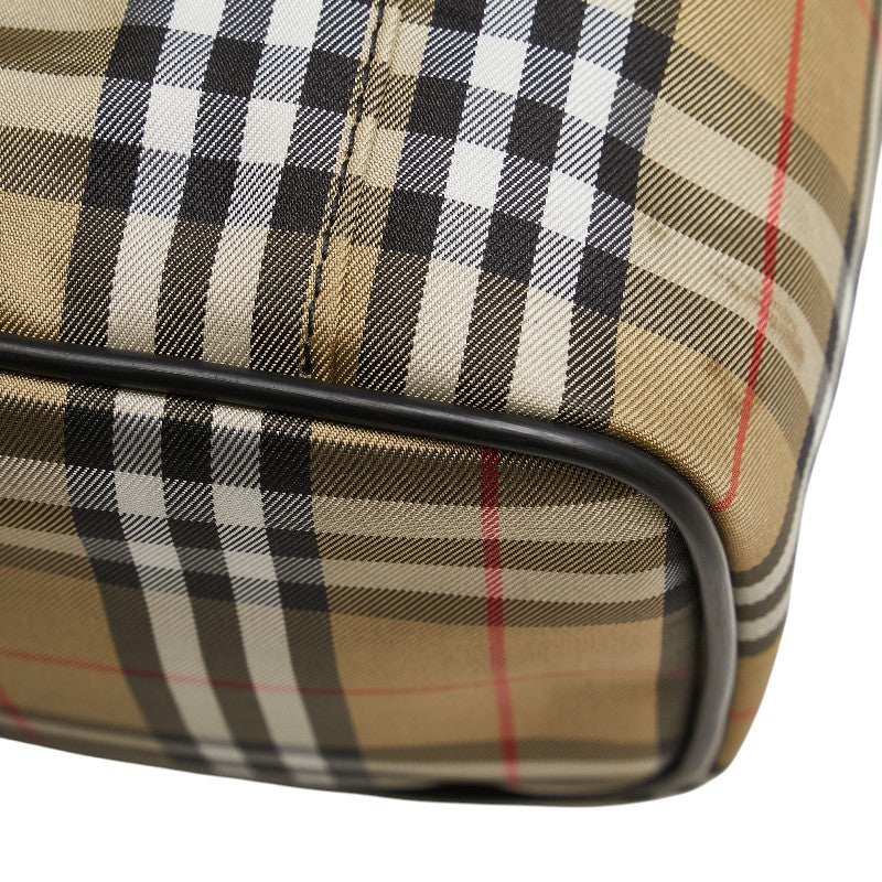 バーバリー ノバチェック ポーチ バニティバッグ ベージュ ブラック ナイロン レディース BURBERRY 【中古】