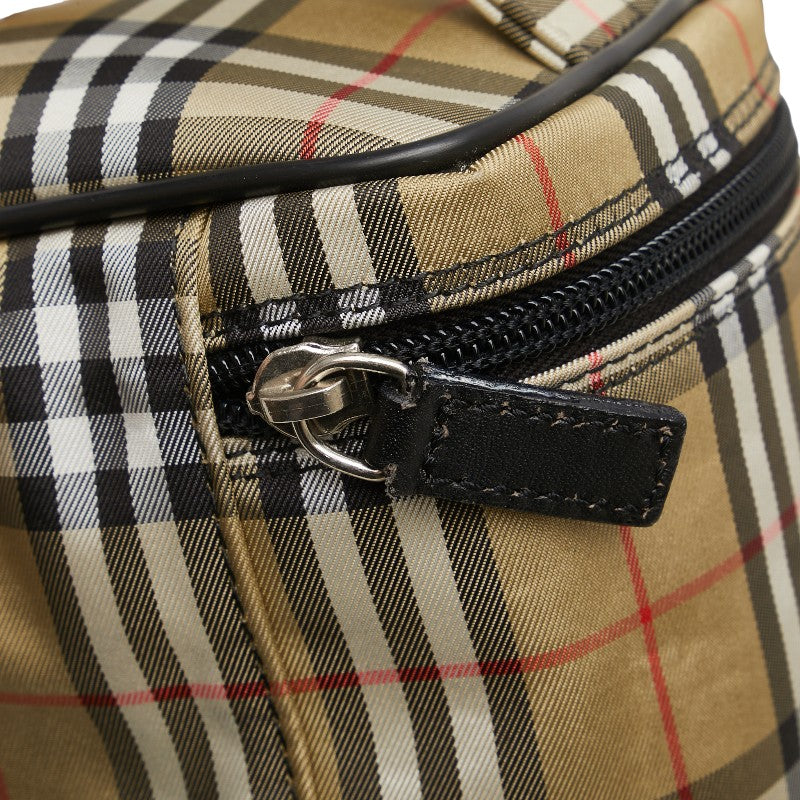 バーバリー ノバチェック ポーチ バニティバッグ ベージュ ブラック ナイロン レディース BURBERRY 【中古】