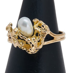 タサキ K18YG イエローゴールド 淡水パール リング 指輪 レディース TASAKI 12号 【中古】