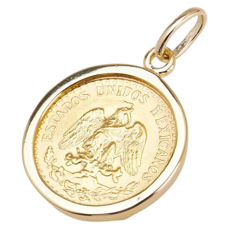 K18YG イエローゴールド メキシコ 金貨 コイン ペンダントトップ レディース 【中古】